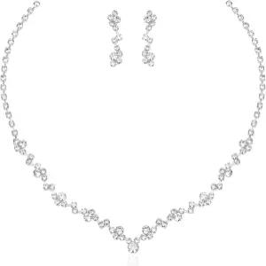 Axio 우아한 목걸이 귀걸이 팔찌 크리스탈 신부 결혼식 주얼리 세트 들러리 무도회 공식 의상 액세서리