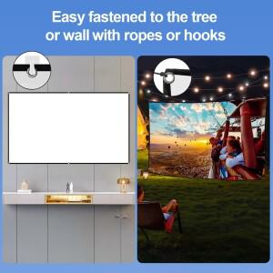 휴대용 HD 프로젝터 스크린, 16:9 접이식 내구성 벽 마운트, 야외 영화 홈 시어터 사무실용, 80 인치