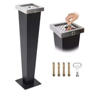 AIWFL 상업용 쓰레기통 야외 스테인리스 사무실 호텔 파티오 뒷마당 레스토랑용 내부 버킷이 있는 블랙