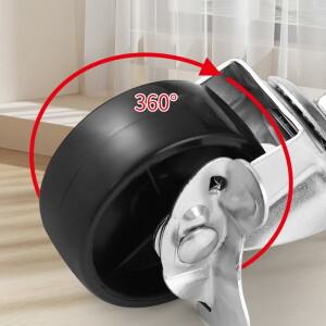 4개 세트 1-2인치 PVC 캐스터 휠, 360도 회전 플랫 바텀 브레이크 포함 카트 가구 트롤리용 유니버셜