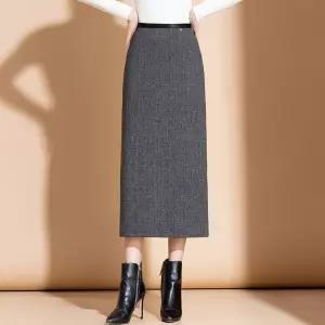 여친 스커트 그레이 H라인 정장 반체 중장 반신 봄가을 신여장 KS3