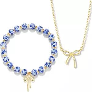 치우세아두 활 팔찌 목걸이 세트 14K 골드 비즈 앙증맞은 펜던트 초커 주얼리 선물