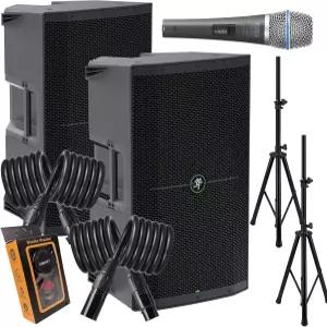 2 블루투스 스트리밍 피드백 제거기 음악 더킹 듀얼 TRS/XLR 번들 및 EMB XLR 마이크 스탠드 중력 자석