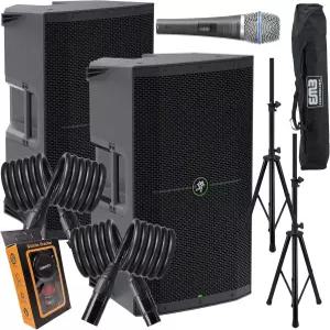 2 블루투스 스트리밍 피드백 제거기 음악 더킹 듀얼 TRS/XLR 번들 및 EMB XLR 마이크 스탠드 가방 중력