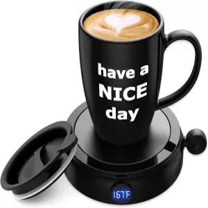 커피 머그 워머 세트 책상 홈 오피스용 60W 컵 4가지 온도 설정 자동 온/오프 중력 유도 14온스