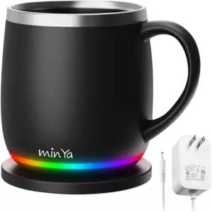 LED 온도 디스플레이가 있는 스마트 머그잔 사무실 및 가정용 커피 워머 애호가를 위한 완벽한 선물 블랙