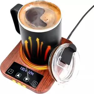 커피 머그 워머 9가지 온도 설정100 °F180 °F이 있는 책상용 스마트 컵 112시간 타이머 자동 차단 LED