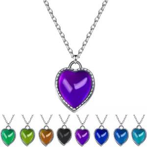야야유 하트 무드 로켓 목걸이 색상 변경 온도 감지 기분 스테인리스 스틸 러브 쉐이프 펜던트 생일