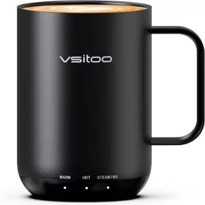 VSITOO S3 울트라 20온스 스마트 셀프 히팅 커피 머그잔 자동 감지 AI가 포함된 가열 핸즈프리 120150°F