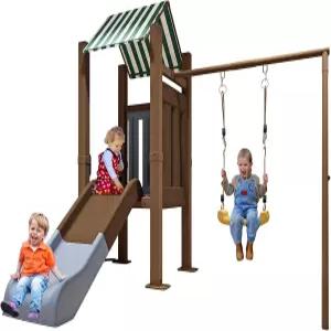 슬라이드 및 스윙 세트가 있는 야외 놀이 기구 공원 학교 집 가족 놀이를 위한 뒷마당 놀이터 시스템