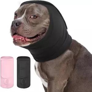 KOESON 강아지 진정 후디 강아지용 소프트 노 쉐이크 이어 랩 조절 가능한 머프 소음 보호 천둥 불꽃놀이