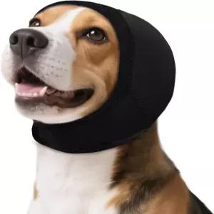 개 진정 후드티 귀 머프 소음 보호 및 불안 개를 위한 흔들림 없는 랩 금지 불꽃 그루밍 수영 목욕 건조용