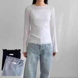 [의류] 에투르 프릴 티 슬림 티셔츠 레이어드티 국내제작