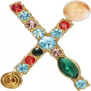 린후 크리스탈 펄 이니셜 브로치 골드 도금 에나멜 컬러풀 레터 알파벳 가슴핀 핀 주얼리 선물용