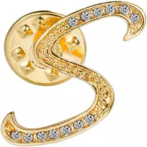 이니셜 레터 브로치 핀 스몰 라펠 타이 택 이름 여성 남성 골드 AZ