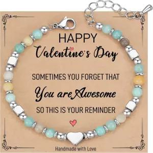 토니와 샌디 여성용 작은 구슬 팔찌 때로는 당신이 멋진 선물이라는 사실을 잊기도 합니다. 여성 엄마 딸