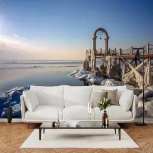 YhLHDzbb 스카이 오션 3D 벽 벽화 내추럴 뷰티 필 앤 스틱 벽지 탈착식 포스터 스티커 침실 거실 레스토랑