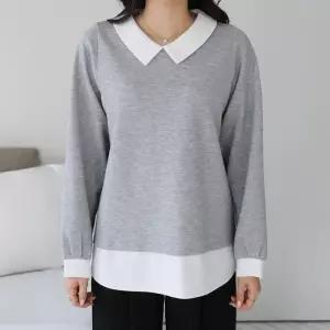 [신상오픈런]투톤 롱블라우스 롱티 미시룩 카라맨투맨 레이어드 (30417137)