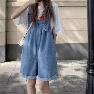 [의류] 멜빵바지 데님 버클 청반바지 캐주얼 청 점프수트