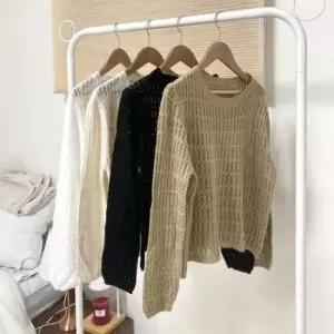 [의류] 나시 튜브탑 민소매 레이어드 그물 니트 긴팔 티셔츠