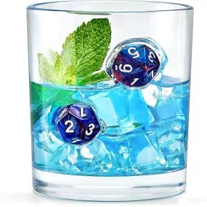 폴리헤드럴 디스크가 내장된 LIIGEMI 위스키 잔 독특한 핸드메이드 디자인 록스 글라스 10온스 컵 맨 블루