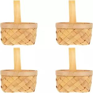 결혼식용 손잡이 미니 나무 바구니가 달린 작은 손 직조 위커 바구니 플라워 걸 결혼식 용품 선호