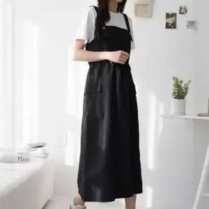 [신상오픈런]허리끈 루즈핏 뱃살커버 아메카지 아노락 멜빵원피스 (30434170)