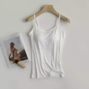 [하프클럽/]여성 사계절 부드러운 모달 내장형 캡 민소매