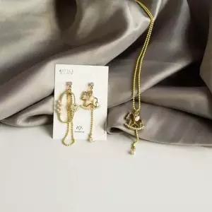 (귀걸이+목걸이) (핸드메이드) 우든 홀스 세트 주얼리 쥬얼리