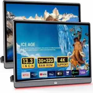 WiFi 5G 뒷좌석용 4K 헤드레스트 비디오 플레이어 휴대용 TV 모니터 지원 전화 링크 블루투스 FM HDMI USB