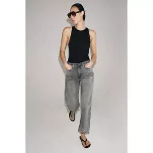 ZARA JEANS ZW COLLECTION ANKLE RELAXED 미드라이즈 - 그레이