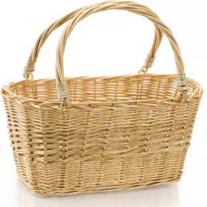 ZEAYEA 손잡이가 달린 위커 피크닉 바구니 타원형 직조 버드나무 부활절 할로윈 크리스마스 계란 및 꽃