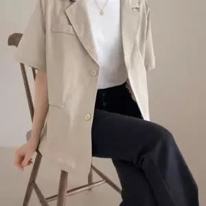 [신상오픈런]여성용 루즈핏 포켓 반팔 자켓 코튼 린넨 클래식 스타일 (39387164)