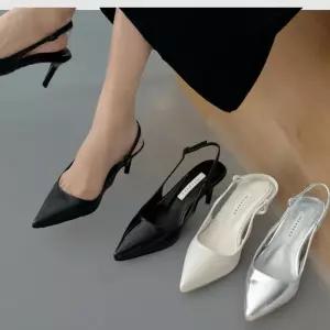 [신상오픈런]여성 클래식 슬링백 미들힐 뾰족 코 펌프스 슈즈 (34324555)