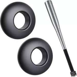 [2팩] 프로 야구 배트 그립 노브 스태커 초크 업 링 소프트볼 티볼 액세서리 - 블랙
