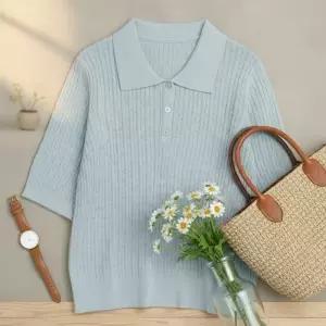 [다잇템] 여성 폴로 클래식 꽈배기 반소매 니트티