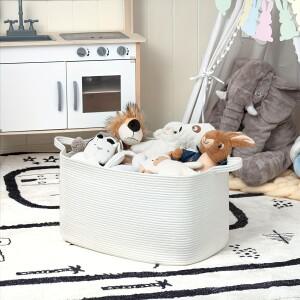 클래식 대형 짠 보관 바구니, 면사 정사각형 장식 상자 조직 및