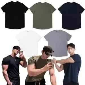 [모로엠] 남성 머슬핏 코튼 반팔 티셔츠 ON-TSH-QWFMO0UD