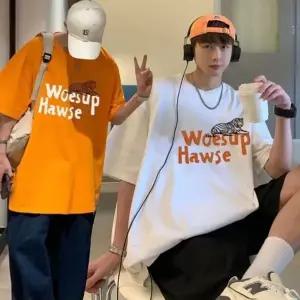 [모로엠] 남성 스트릿 호랑이 프린팅 오버핏 티셔츠 ON-TSH-QWFMO0UM