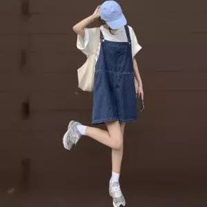 [신상오픈런]여성 키치 스타일 포켓 와이드핏 멜빵 청바지 점프수트 (38644815)