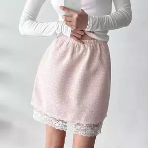 [신상오픈런]트위드미니스커트 슬림핏 밴딩 레이어드 레이스 (31926353)