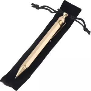 페이루메 1PC 황동 펜 골든 옐로우 구리 비즈니스 오피스 학생 교사용 가방 포함 스프링 볼펜