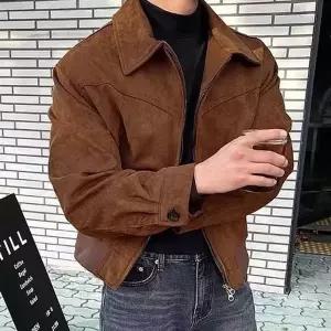 [모로엠] 남성 스웨이드 블루종 카라 집업 아우터 ON-JUA-QWFMQVJ9