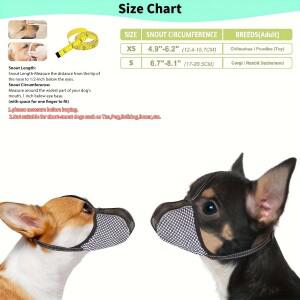 소형견 부드러운 개 입마개 물림 방지 씹기 통기성 짖음 메쉬 프린트 풀 커버리지