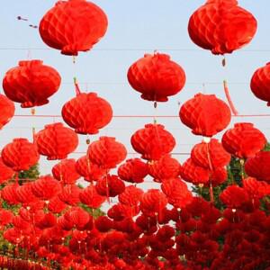 20pcs 중국어 빨간 종이 등불, 라운드 파티 새해, 봄 축제, 결혼식을위한 매달려