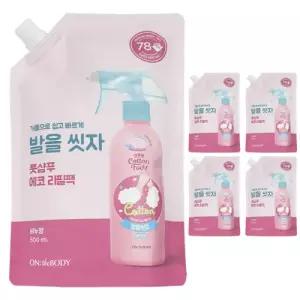 온더바디 코튼풋 발을씻자 풋샴푸 에코 리필 비누향 500ml 5개
