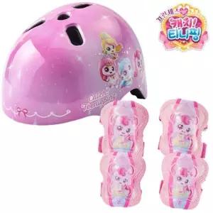 2종세트) 프린세스 캐치티니핑 어반 헬멧 + 보호대 어린이 보호 자전거 용품