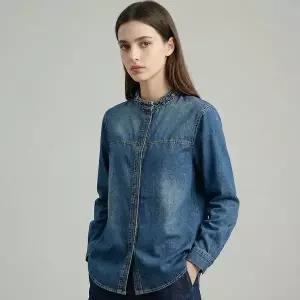 [휴드]차이나넥 라운드 데님 셔츠 자켓_P419005269