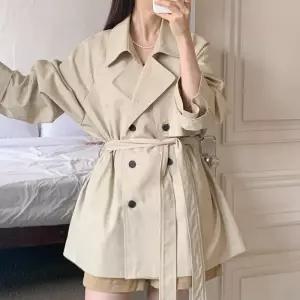 [신상오픈런]하프트렌치 케이프 더블버튼 랩스타일 벨티드자켓 (30844782)