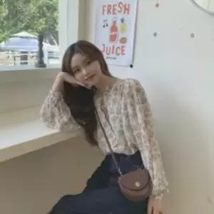 여성 시폰 플라워패턴 빅사이즈 롱슬리브 블라우스